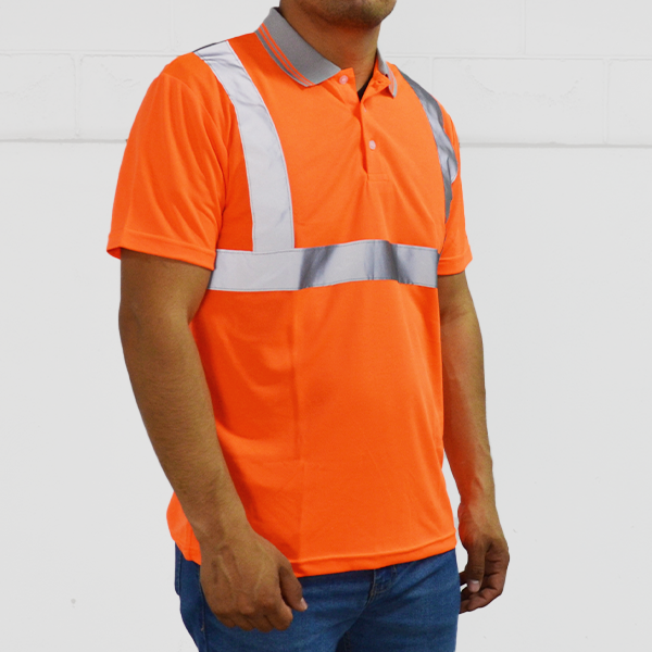 Playera Polo Manga Corta HV Lamira Naranja AS-4411 - 2